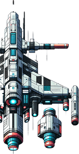 Hero Space Ship facing upwards.
2D art, game texture, blank background. Sprite sheet asset.
Design Guideline: The game's style is bright, high-quality vector graphics with sharp, clean lines and a modern aesthetic. Colors should be vivid and contrast well, emphasizing a futuristic, sleek feel. Textures are minimalistic, focusing on flat surfaces with subtle gradients for depth. Lighting effects are dynamic yet soft, enhancing the vibrancy without overpowering. Assets should look consistent, fitting a coherent, tech-savvy universe. Think 'sophisticated simplicity' for a futuristic, engaging spaceship game.