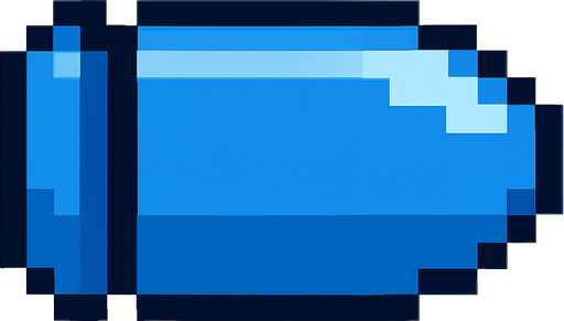 2d pixel art style blue bullet.
In-Game asset.  2d.  High contrast.  No shadows