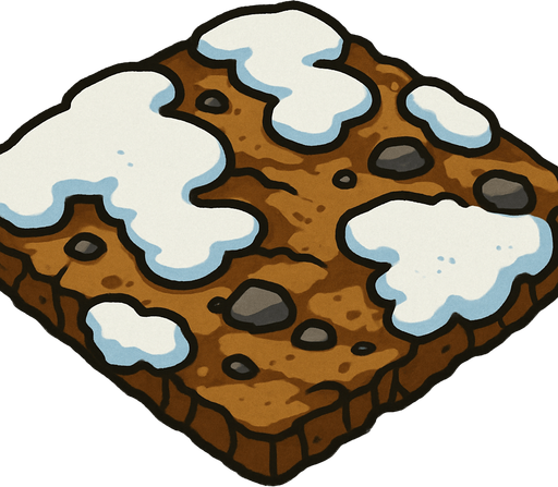 Ground, snowy, earthy.
In-Game asset.  2d.  High contrast.  No shadows