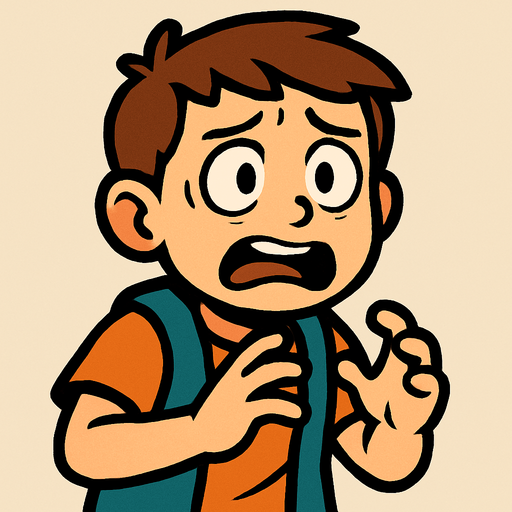 young frightened boy.
In-Game asset.  2d.  High contrast.  No shadows