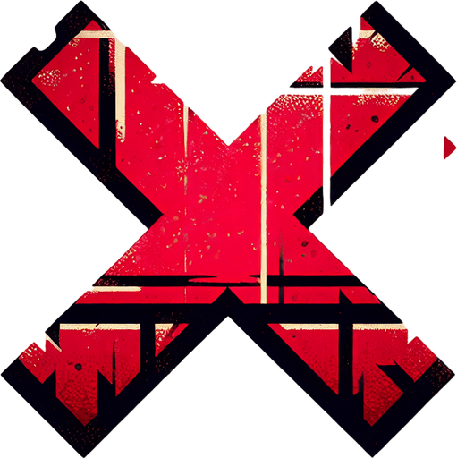 Red x western inspired.
Single Game Texture. In-Game asset. 2d. Blank background. High contrast. No shadows.