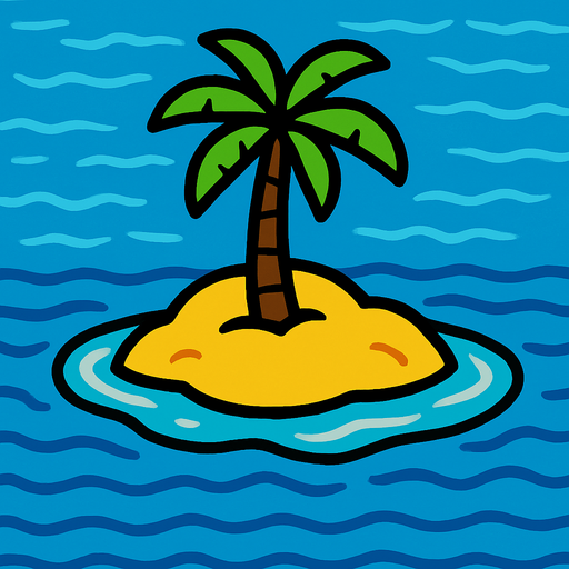 ים עם אי בודד במרכזו.
In-Game asset.  2d.  High contrast.  No shadows