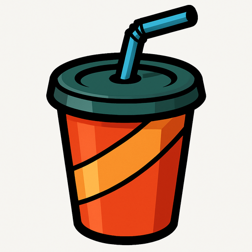 Cup with Straw.
In-Game asset.  2d.  High contrast.  No shadows