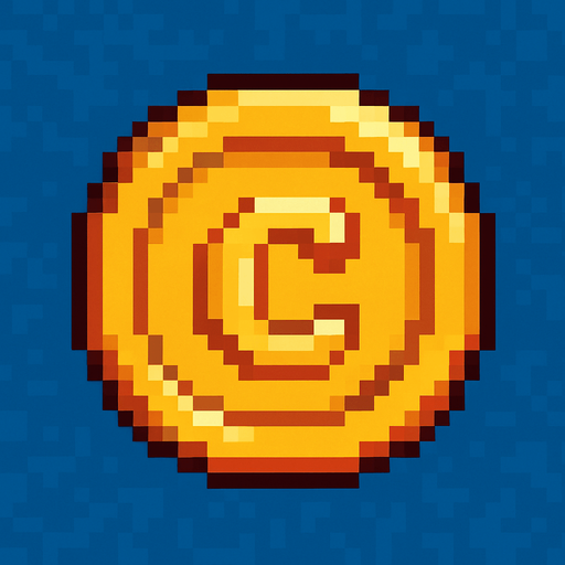 coin pixelart.
In-Game asset.  2d.  High contrast.  No shadows