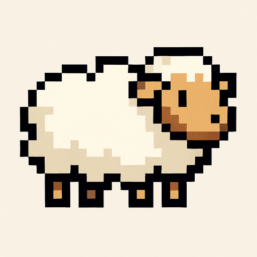Sheep.
In-Game asset.  2d.  High contrast.  No shadows. Pixel