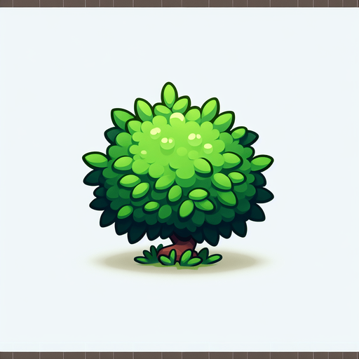 a small bush.
Single Game Texture.  In-Game asset.  2d.  Blank background.  High contrast.  No shadows