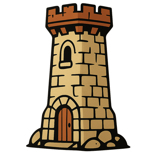 Tower.
In-Game asset.  2d.  High contrast.  No shadows