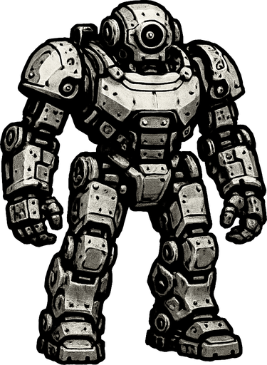 robot.
In-Game asset.  2d.  High contrast.  No shadows. realistic