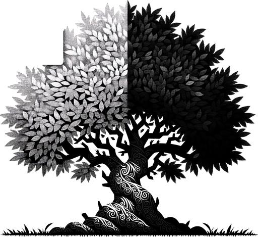 Tree.
Single Game Texture.  In-Game asset.  2d.  Blank background.  High contrast.  No shadows