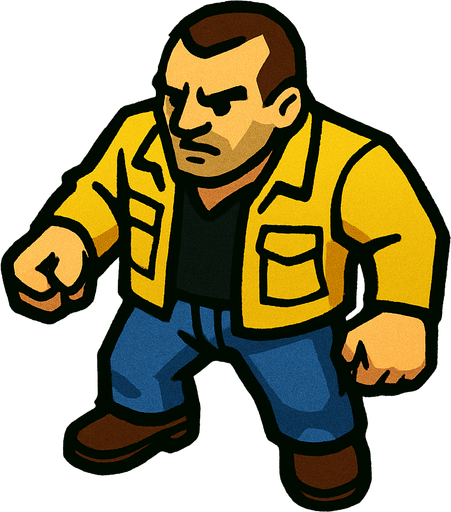 GTA 2 karakteri.
In-Game asset.  2d.  High contrast.  No shadows