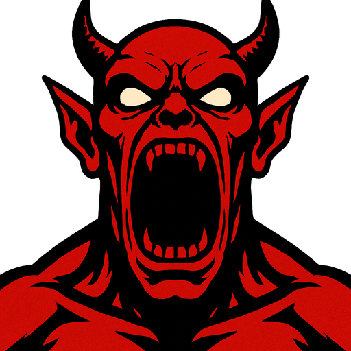 a gaint devil open its mouth looks horror.
In-Game asset.  2d.  High contrast.  No shadows