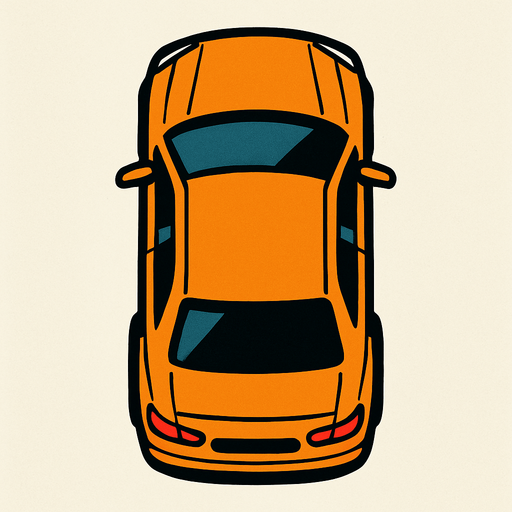 car viewed from above.
In-Game asset.  2d.  High contrast.  No shadows