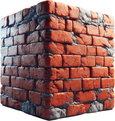 brick.
Single Game Texture. In-Game asset. 2d. Blank background. High contrast. No shadows.