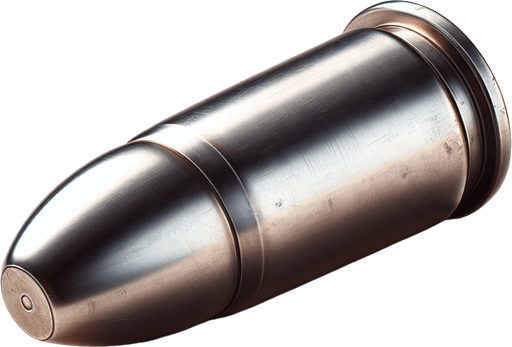 Bullet.
Single Game Texture. In-Game asset. 2d. Blank background. High contrast. No shadows.