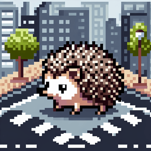a hedgehog on a street.
video game sprite