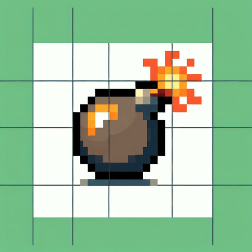 a bomb, pixel style.
Single Game Texture. In-Game asset. 2d. Blank background. High contrast. No shadows.