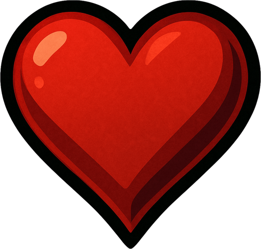 Un corazón rojo.
In-Game asset.  2d.  High contrast