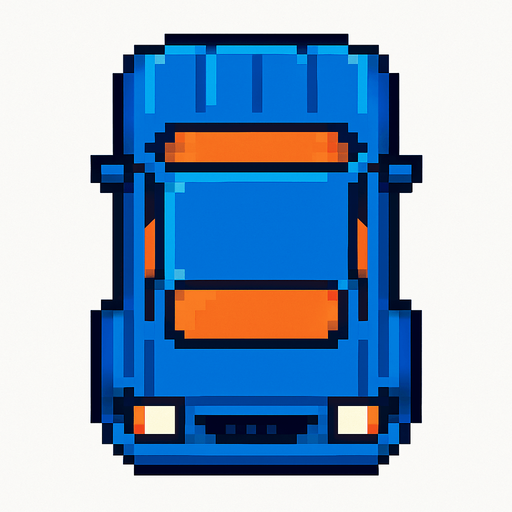 pixel art car top view
In-Game asset.  2d.  High contrast.  No shadows
