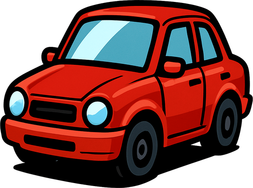 Red car.
In-Game asset.  2d.  High contrast.  No shadows