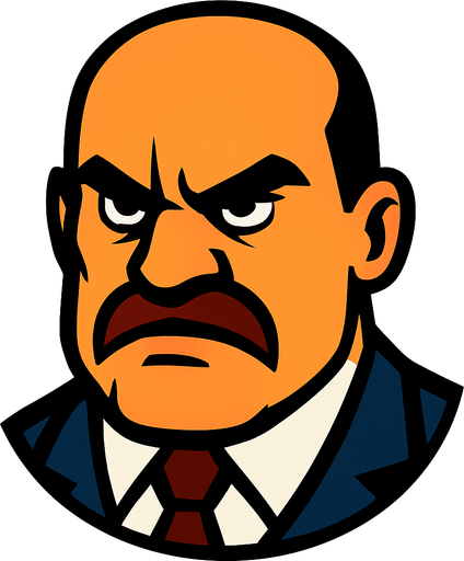 Boss Man head.
In-Game asset.  2d.  High contrast.  No shadows