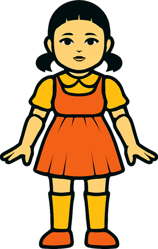 Make A Body With Like Squid Game Doll.
In-Game asset.  2d.  High contrast.  No shadows