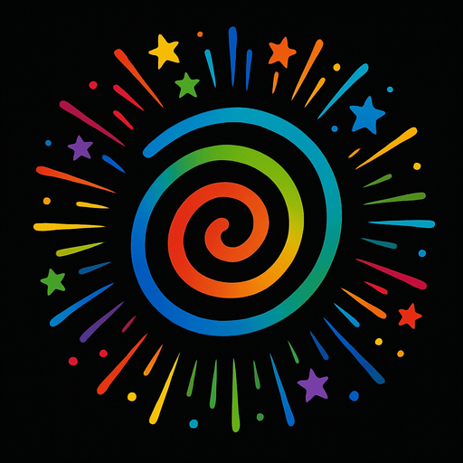 Havai fişek döngü spiral renkli.
In-Game asset.  2d.  High contrast.  No shadows