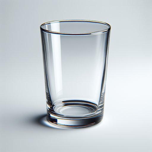 An empty drinking glass..
Single Game Texture. In-Game asset. 2d. Blank background. High contrast. No shadows.