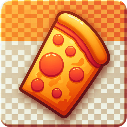 a slice of pizza on a transparent background, predominantly orange. Slice of pizza.
Single Game Texture. In-Game asset. 2d. Blank background. High contrast. No shadows.