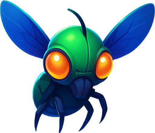 Front-facing icon, Fullscreen modern App Store art style with futuristic small flying alien bug
, 16:9, high definition.  No text captions!