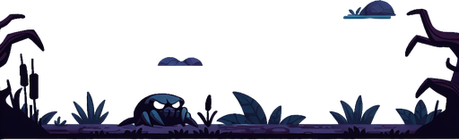 Cartoon tileable swamp background, dark
Single Game Texture. In-Game asset. 2d. Blank background. High contrast. No shadows.