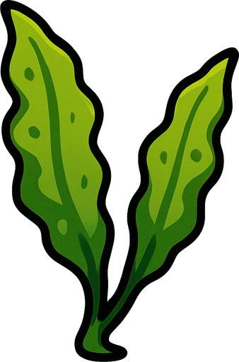 2 yapraklı deniz yosunu 2d.
In-Game asset.  2d.  High contrast.  No shadows