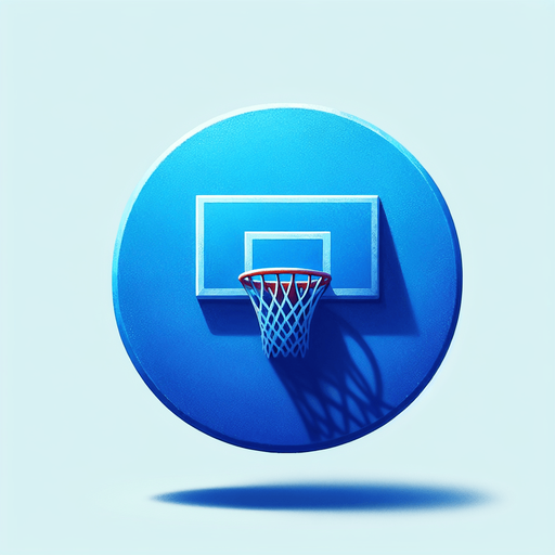 Blue Basketball Hoop.
Single Game Texture. In-Game asset. 2d. Blank background. High contrast. No shadows.