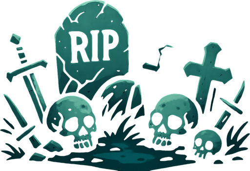 Scary graveyard with different things around it scary things spiders, web spider, skulls, swords, grass, trees..
In-Game asset.  2d.  High contrast.  No shadows