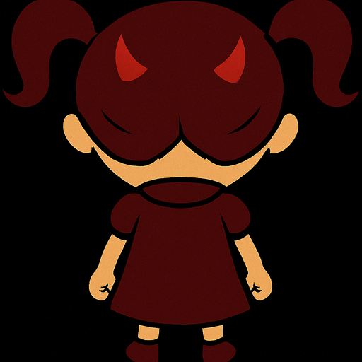 downward looking devil little girl turned back