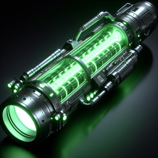 elongated futuristic laser canon gun green.
top view