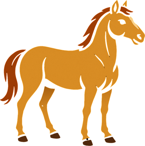 horse with black background.
In-Game asset.  2d.  High contrast.  No shadows