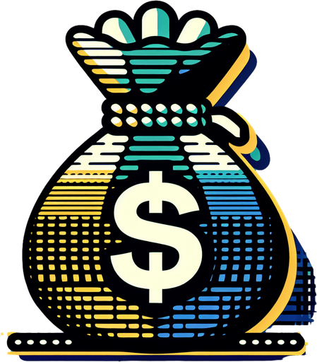 money bag.
Single Game Texture.  In-Game asset.  2d.  Blank background.  High contrast.  No shadows