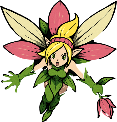 Lillymon, visto desde arriba, calidad y detalles altamente épicos.
In-Game asset.  2d.  High contrast.  No shadows