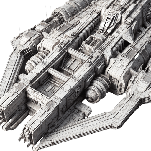 Spaceship.
Single Game Texture.  In-Game asset.  2d.  Blank background.  High contrast.  No shadows