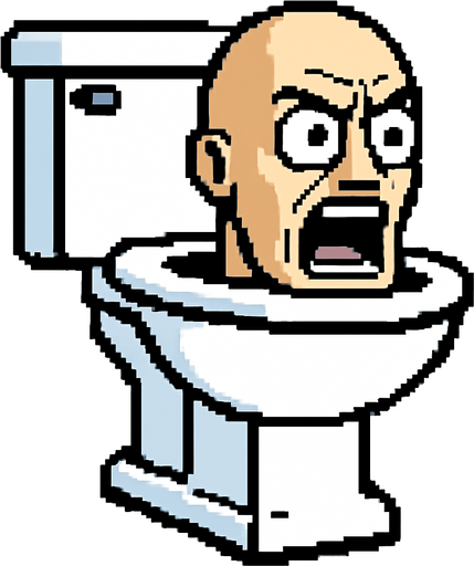 Skibidi toilet.
In-Game asset.  High contrast.  No shadows
