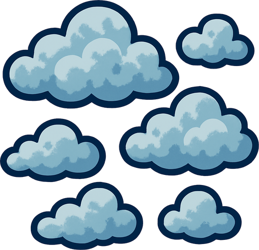 cloudy.
In-Game asset.  2d.  High contrast.  No shadows