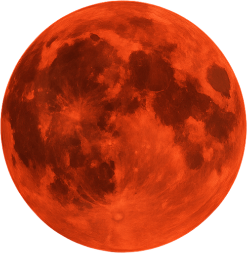 Luna roja sobre cielo nocturno, sin bordes y algo realista, que se aprecie el fondo.
In-Game asset.  2d.  High contrast.  No shadows