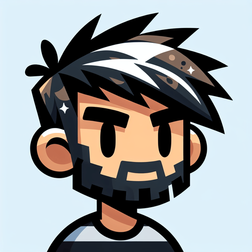 мультяшный парень с темными волосами бородой и светлыми прядями.
Single Game Texture. In-Game asset. 2d. Blank background. High contrast. No shadows.