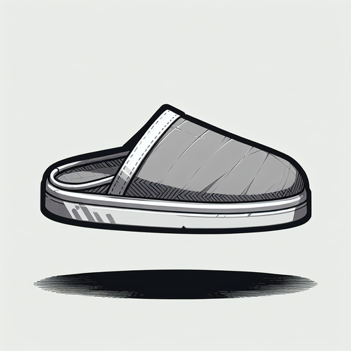 one house slipper side view.
Single Game Texture.  In-Game asset.  2d.  Blank background.  High contrast.  No shadows