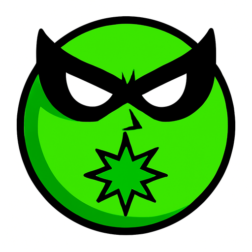 A green super hero ball.
In-Game asset.  High contrast.  No shadows