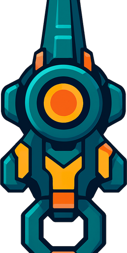 futuristic space cannon gun
 vertical top view.
In-Game asset.  2d.  High contrast.  No shadows