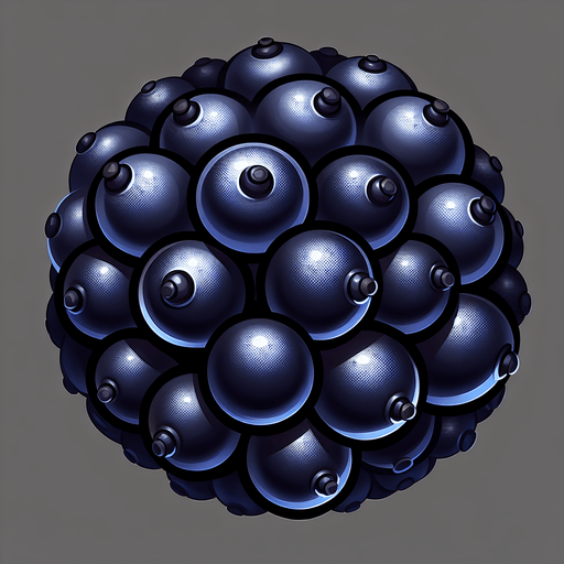 black currant.
Single Game Texture. In-Game asset. 2d. Blank background. High contrast. No shadows.