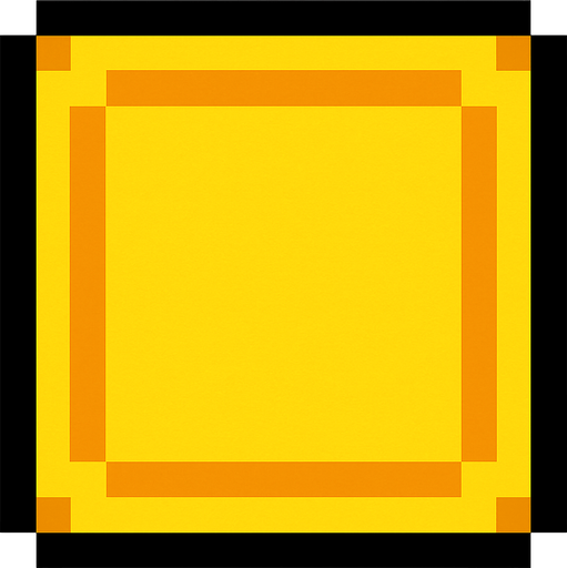 Square yellow button 2d pixilated topdown.
In-Game asset.  2d.  High contrast.  No shadows