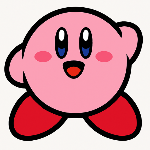 Kirby.
In-Game asset.  2d.  High contrast.  No shadows