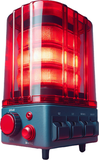 red flashing police alarm device asset from profile view